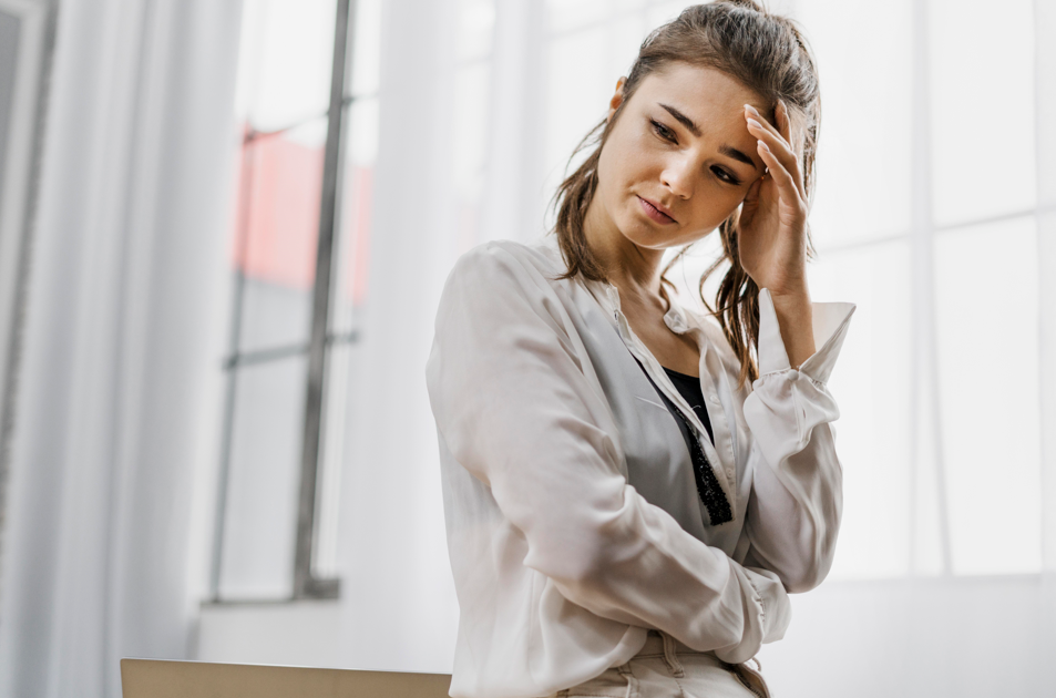 debt free woman stress